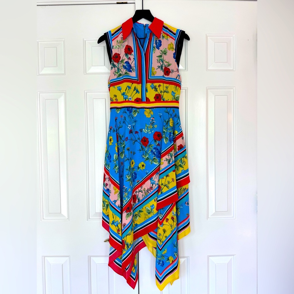 Alice + Olivia Farrah Mixed Floral Scarf Dress, Size 2